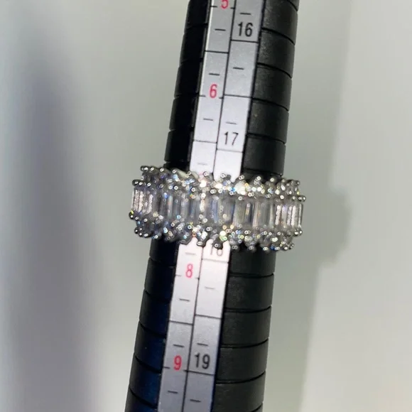 💎925  STERLING LUXURY DIAMOND SILVER  RING - Picture 5 of 8